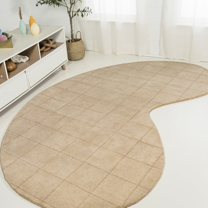 Bean Modern Plaid Grid Handwoven Wool Area Rug
