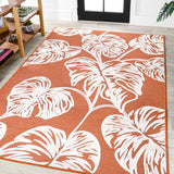 Tobago High-low Two-tone Monstera Leaf Indoor/Outdoor Area Rug