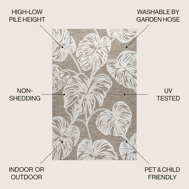 Tobago High-low Two-tone Monstera Leaf Indoor/Outdoor Area Rug