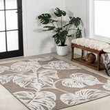 Tobago High-low Two-tone Monstera Leaf Indoor/Outdoor Area Rug