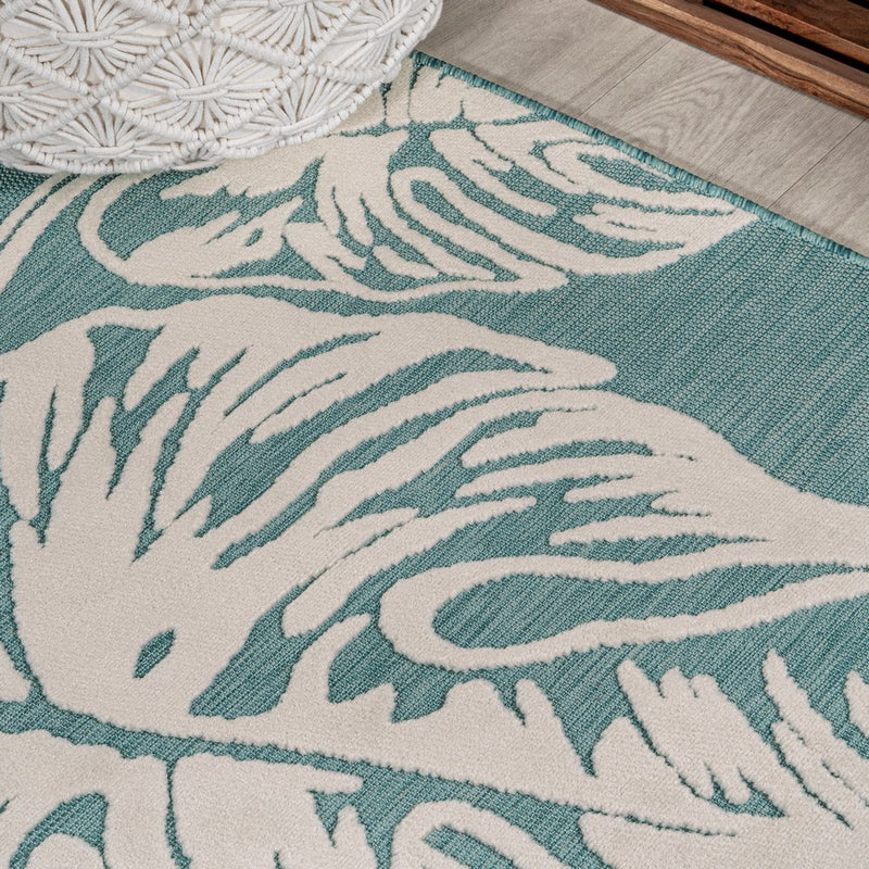 Tobago High-low Two-tone Monstera Leaf Indoor/Outdoor Area Rug