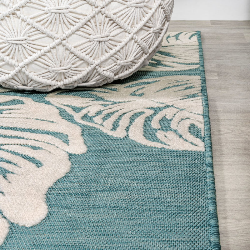 Tobago High-low Two-tone Monstera Leaf Indoor/Outdoor Area Rug