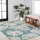 Tobago High-low Two-tone Monstera Leaf Indoor/Outdoor Area Rug