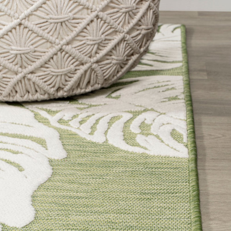 Tobago High-low Two-tone Monstera Leaf Indoor/Outdoor Area Rug