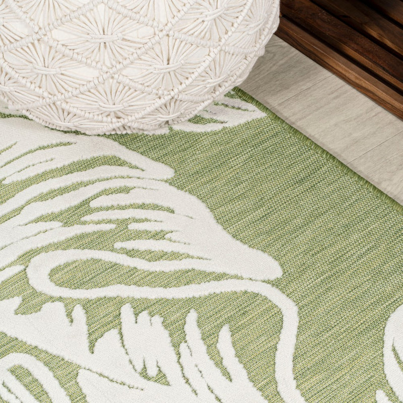Tobago High-low Two-tone Monstera Leaf Indoor/Outdoor Area Rug