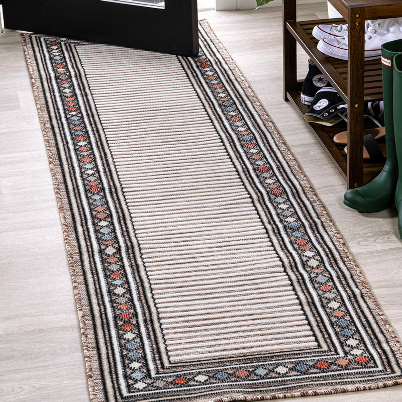 Sebastian High-low Modern Diamond Border Indoor/Outdoor Area Rug