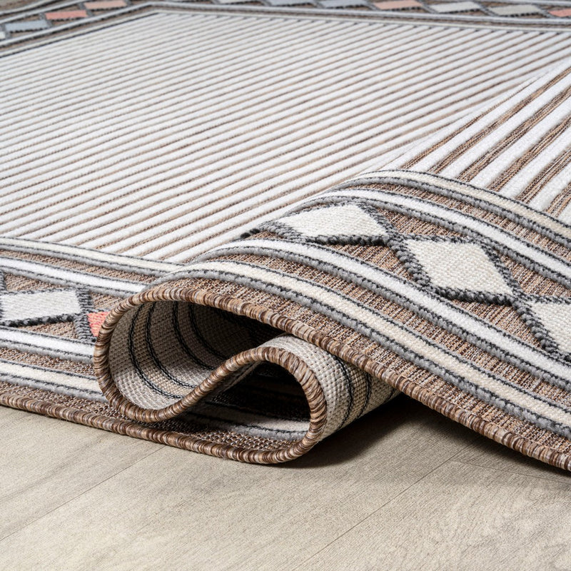 Sebastian High-low Modern Diamond Border Indoor/Outdoor Area Rug
