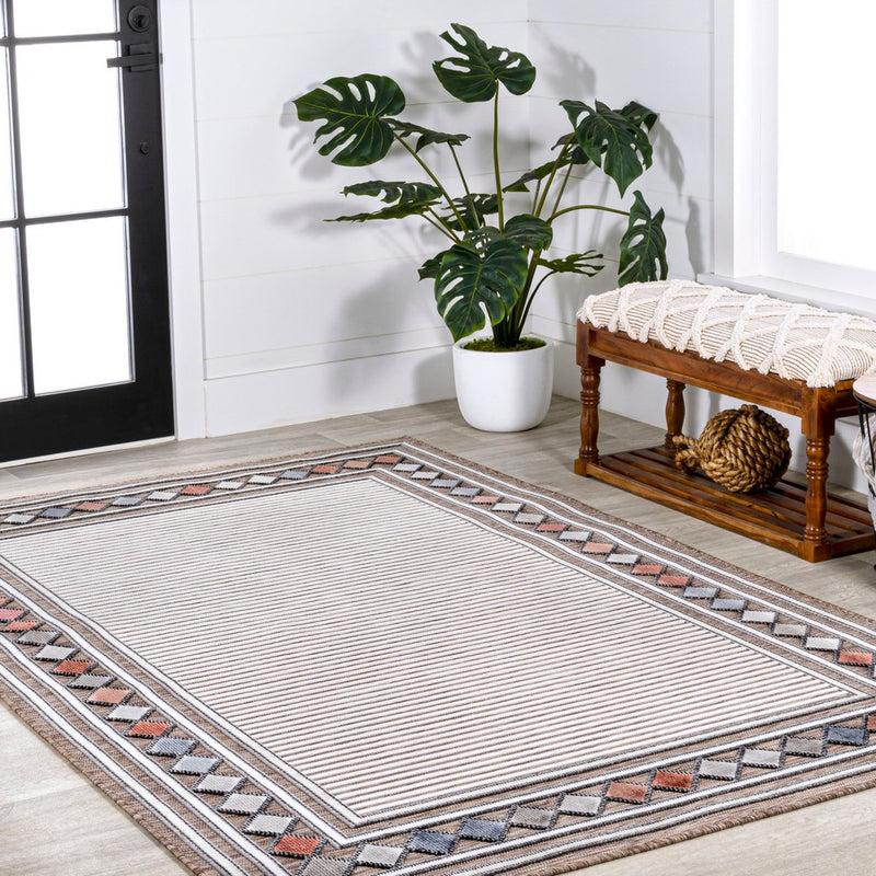 Sebastian High-low Modern Diamond Border Indoor/Outdoor Area Rug