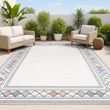 Sebastian High-low Modern Diamond Border Indoor/Outdoor Area Rug