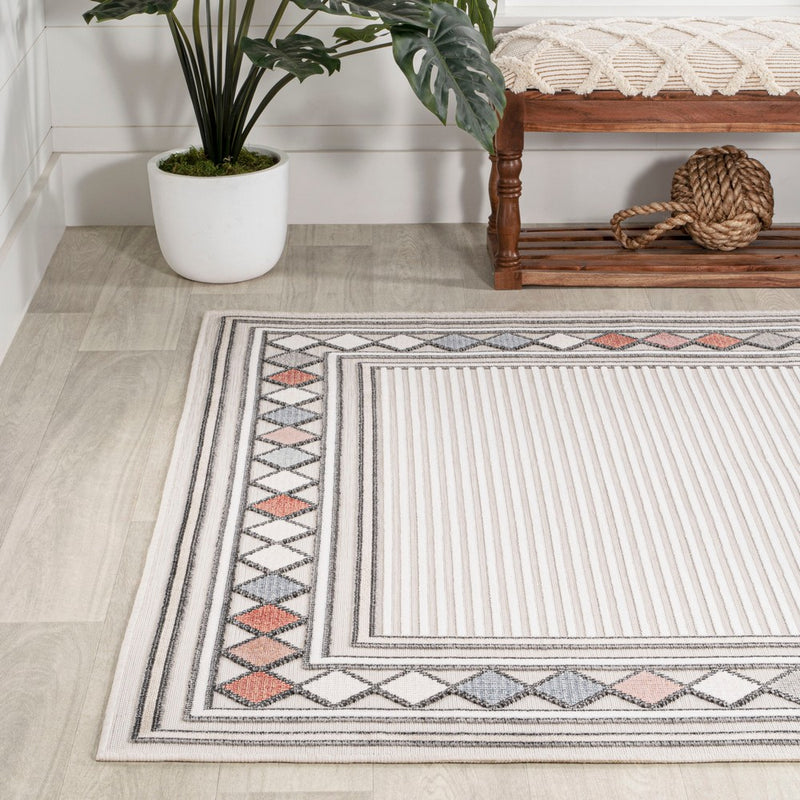 Sebastian High-low Modern Diamond Border Indoor/Outdoor Area Rug