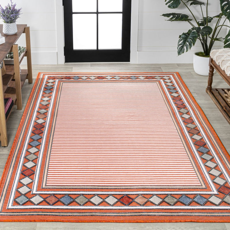 Sebastian High-low Modern Diamond Border Indoor/Outdoor Area Rug