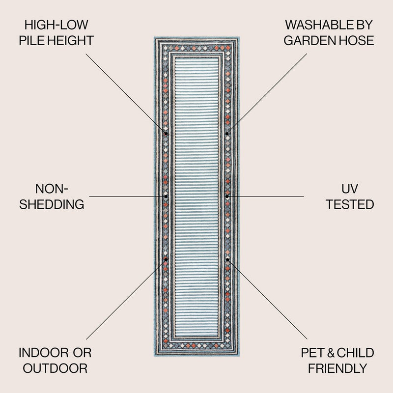 Sebastian High-low Modern Diamond Border Indoor/Outdoor Area Rug
