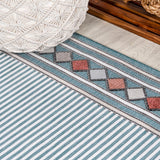 Sebastian High-low Modern Diamond Border Indoor/Outdoor Area Rug