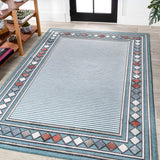 Sebastian High-low Modern Diamond Border Indoor/Outdoor Area Rug