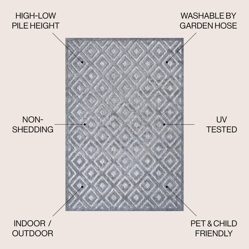 Portmany Neutral Diamond Trellis Indoor/outdoor Area Rug