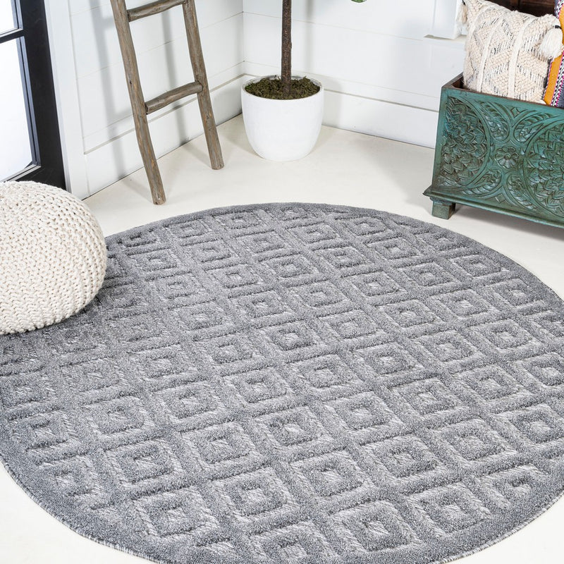 Portmany Neutral Diamond Trellis Indoor/outdoor Area Rug