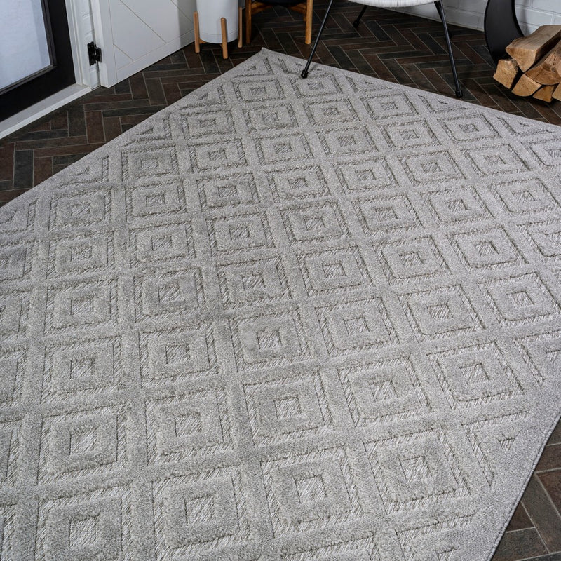 Portmany Neutral Diamond Trellis Indoor/outdoor Area Rug