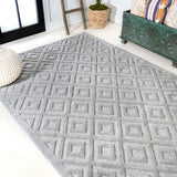 Portmany Neutral Diamond Trellis Indoor/outdoor Area Rug
