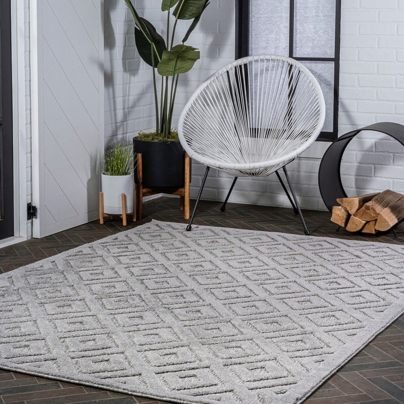 Portmany Neutral Diamond Trellis Indoor/outdoor Area Rug