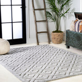 Portmany Neutral Diamond Trellis Indoor/outdoor Area Rug