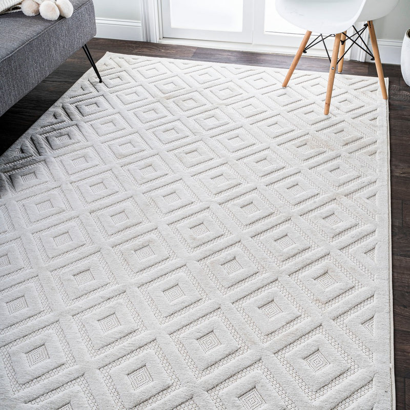 Portmany Neutral Diamond Trellis Indoor/outdoor Area Rug