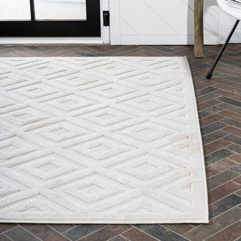 Portmany Neutral Diamond Trellis Indoor/outdoor Area Rug