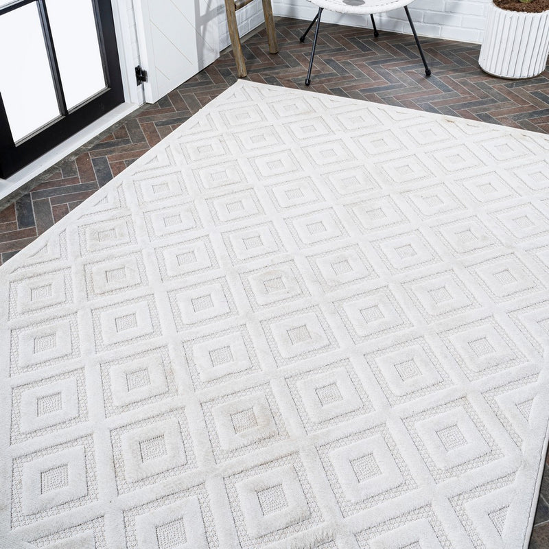 Portmany Neutral Diamond Trellis Indoor/outdoor Area Rug