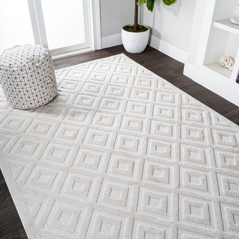 Portmany Neutral Diamond Trellis Indoor/outdoor Area Rug