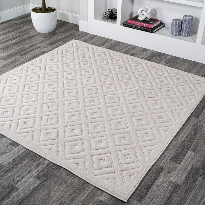 Portmany Neutral Diamond Trellis Indoor/outdoor Area Rug