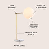 Charles 20.5" Metal/Marble LED Table Lamp - JONATHAN Y