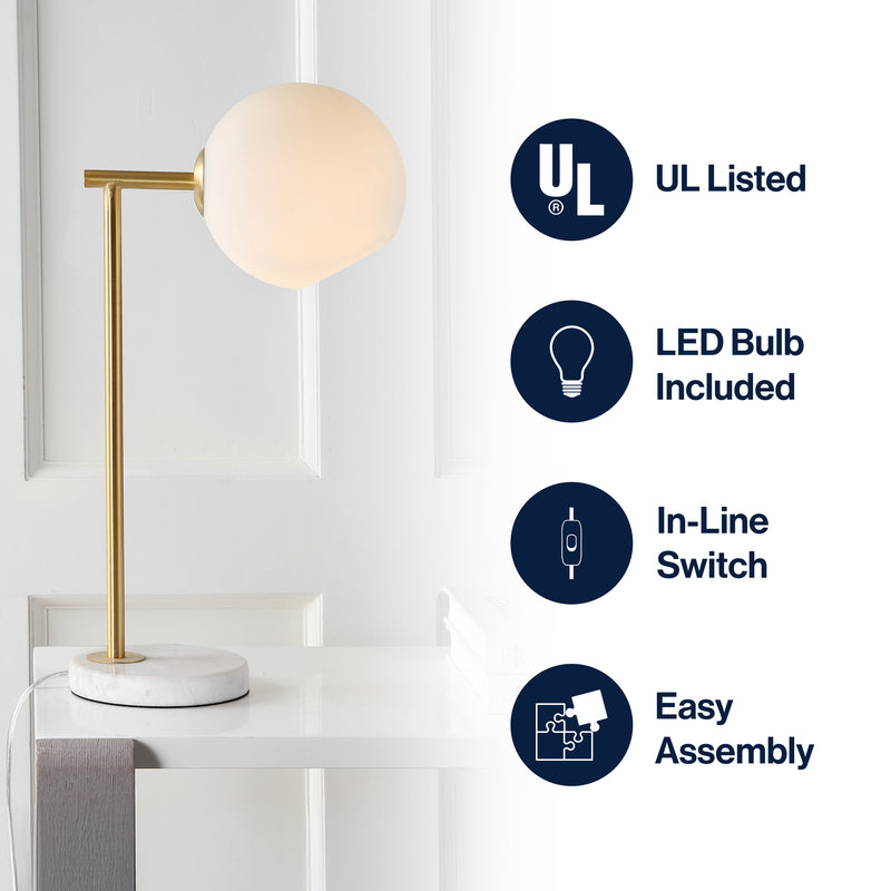 Charles 20.5" Metal/Marble LED Table Lamp
