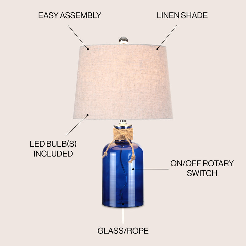 Azure 23.5" Glass Bottle LED Table Lamp - JONATHAN Y