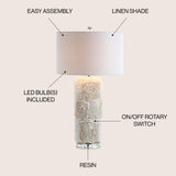 Rosette 28.5" Seashell/Resin/Crystal LED Table Lamp - JONATHAN Y