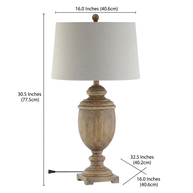 Kennedy 30.5" Resin LED Table Lamp Brown Faux Wood – DIM