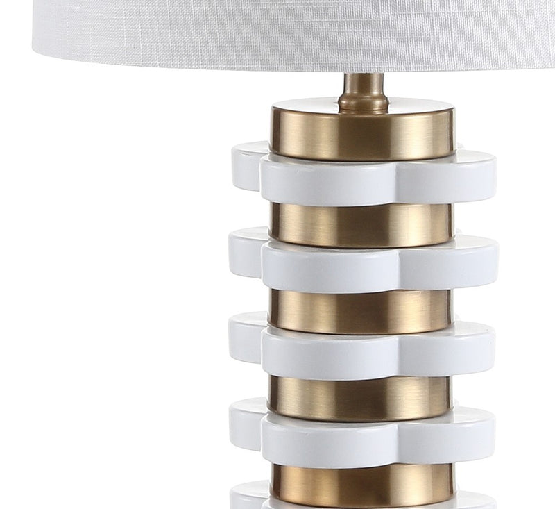 Wellington 26.5" Quatrefoil Striped Resin LED Table Lamp - JONATHAN Y