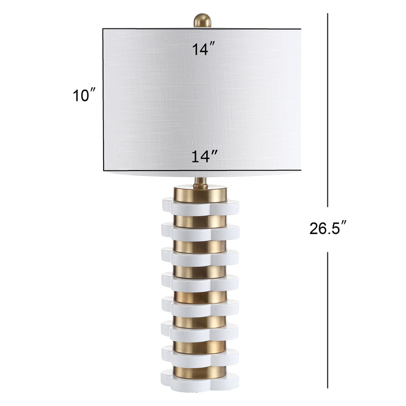 Wellington 26.5" Quatrefoil Striped Resin LED Table Lamp - JONATHAN Y