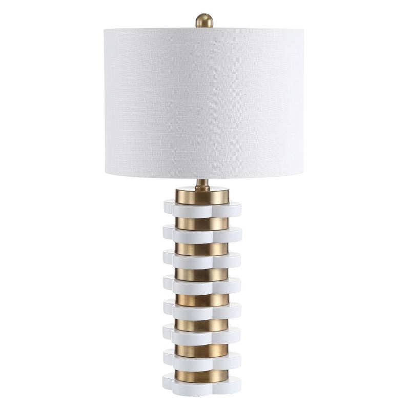 Wellington 26.5" Quatrefoil Striped Resin LED Table Lamp - JONATHAN Y