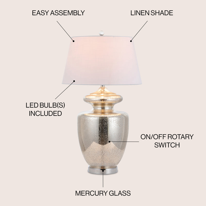 Hughes 31" Glass LED Table Lamp - JONATHAN Y