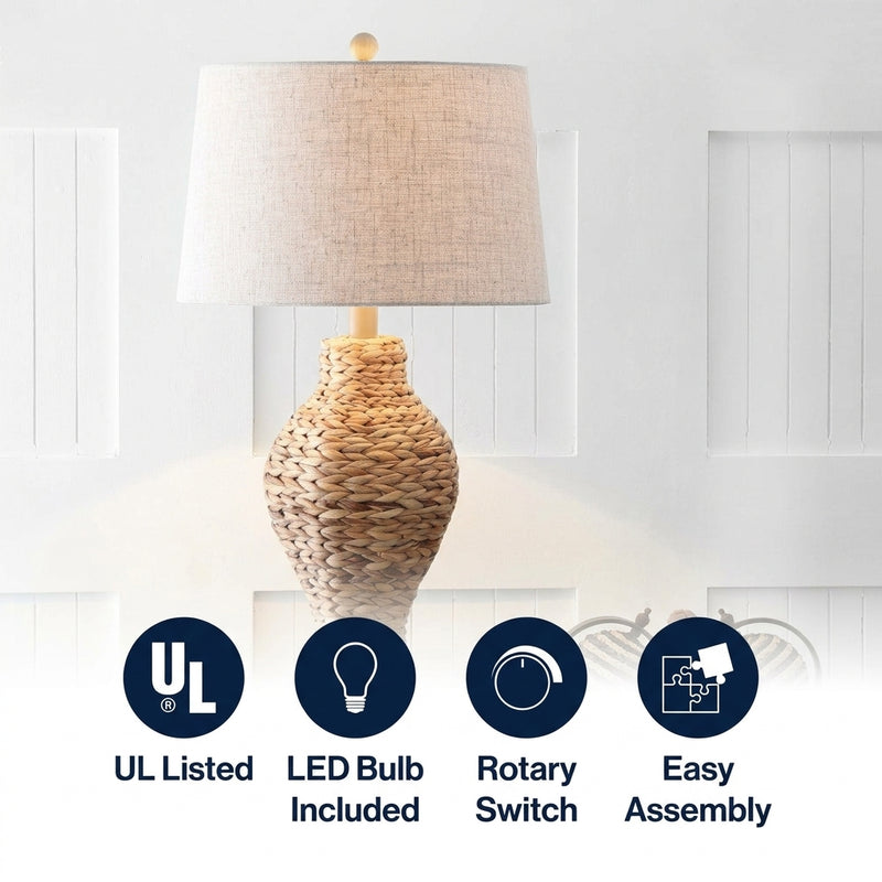 Elicia 31" Seagrass Weave LED Table Lamp Natural – ICONS