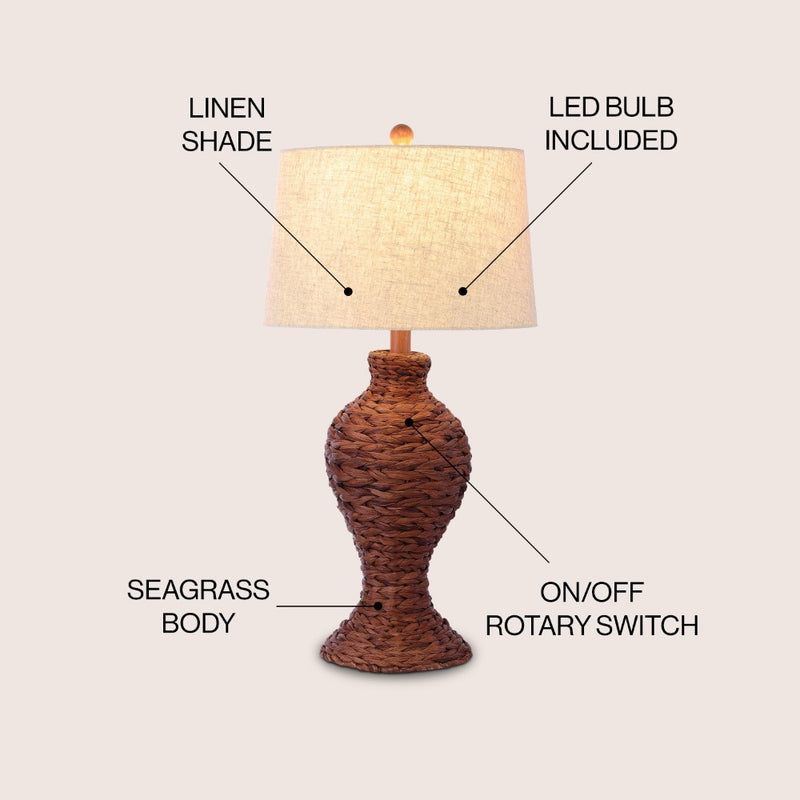 Elicia 31" Seagrass Weave LED Table Lamp