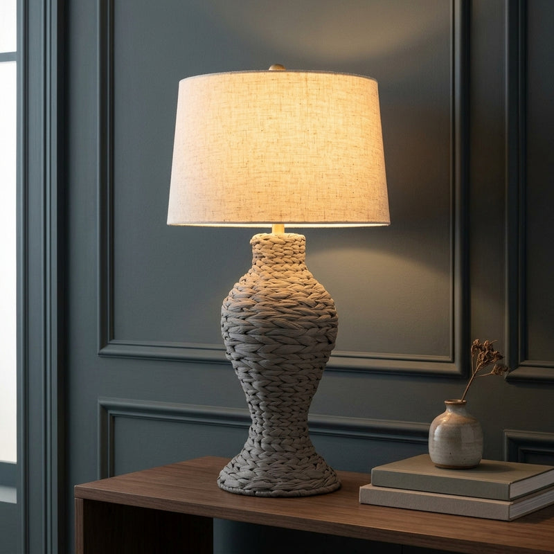 Elicia 31" Seagrass Weave LED Table Lamp Gray – AI-ON