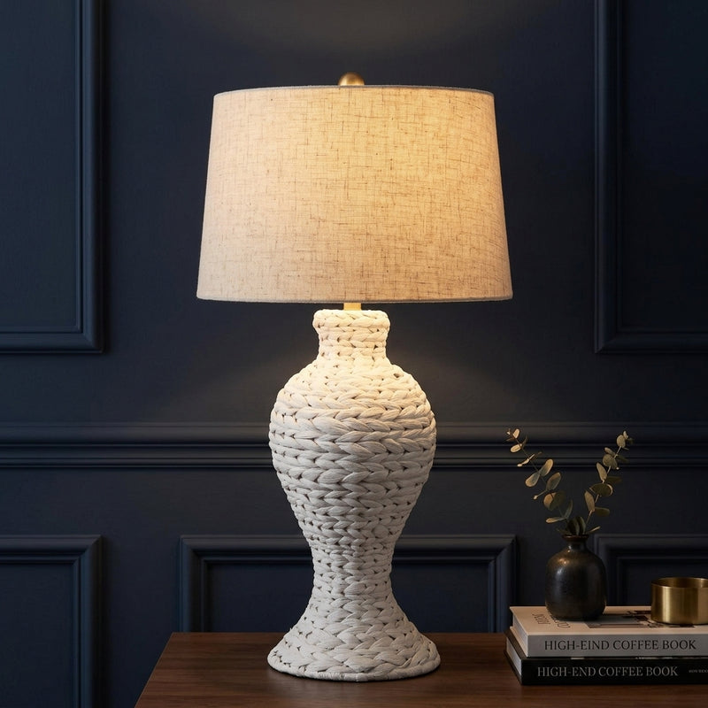 Elicia 31" Seagrass Weave LED Table Lamp White – AI-ON