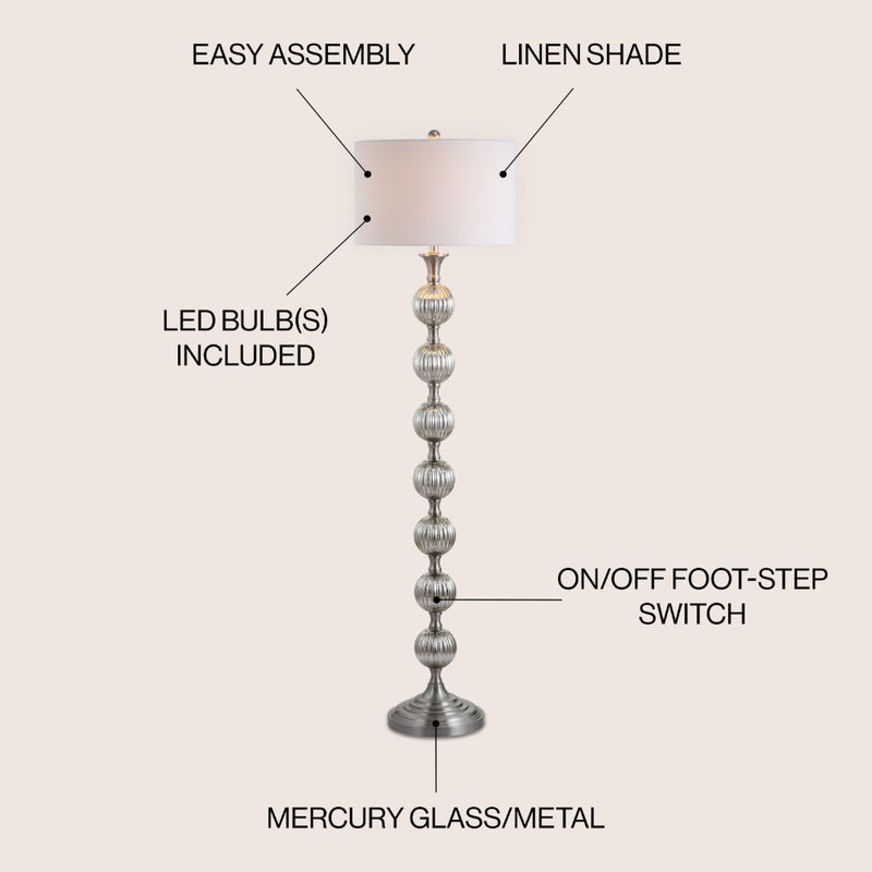Oslo 60.5" Glass/Metal LED Floor Lamp