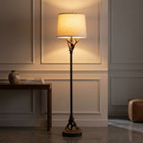 Benjamin 61 in. Rustic Lodge Faux Antler Resin/Metal LED Floor Lamp Brown – AI-ON