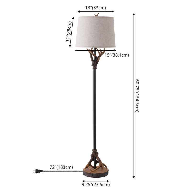 Benjamin 61 in. Rustic Lodge Faux Antler Resin/Metal LED Floor Lamp