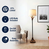 Benjamin 61 in. Rustic Lodge Faux Antler Resin/Metal LED Floor Lamp