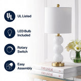 February 21" Glass/Metal LED Table Lamp White/Brass Gold – ICONS