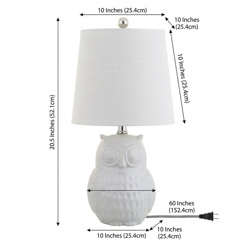 Hoot 20.5" Ceramic Mini LED Table Lamp White Owl – DIM