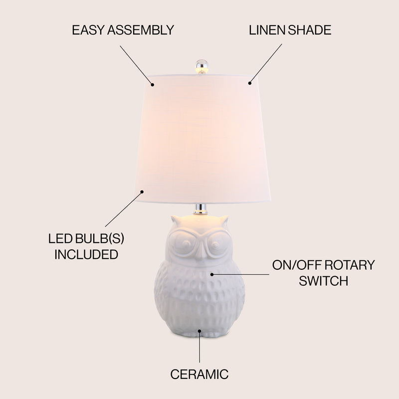 Hoot 20.5" Ceramic Mini LED Table Lamp - JONATHAN Y
