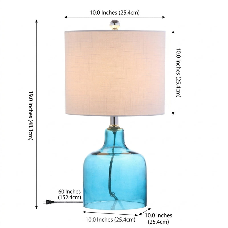 Gemma 19" Glass Bell LED Table Lamp Moroccan Blue – DIM